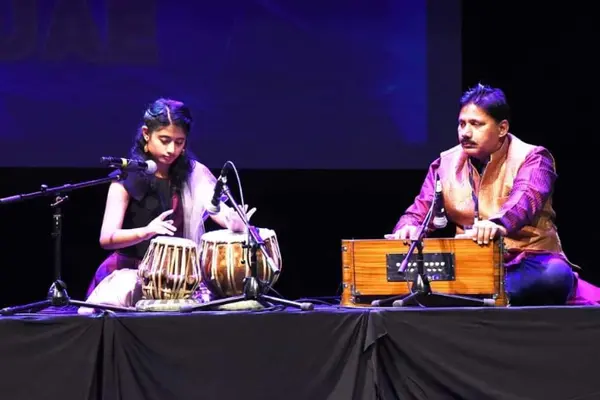 International performance in UAE — Sai Kala Sangeet student on stage